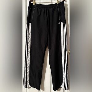 ADIDAS Retro 2010 Men’s Black Large Ankle Zip Windbreaker Pants Three Stripes